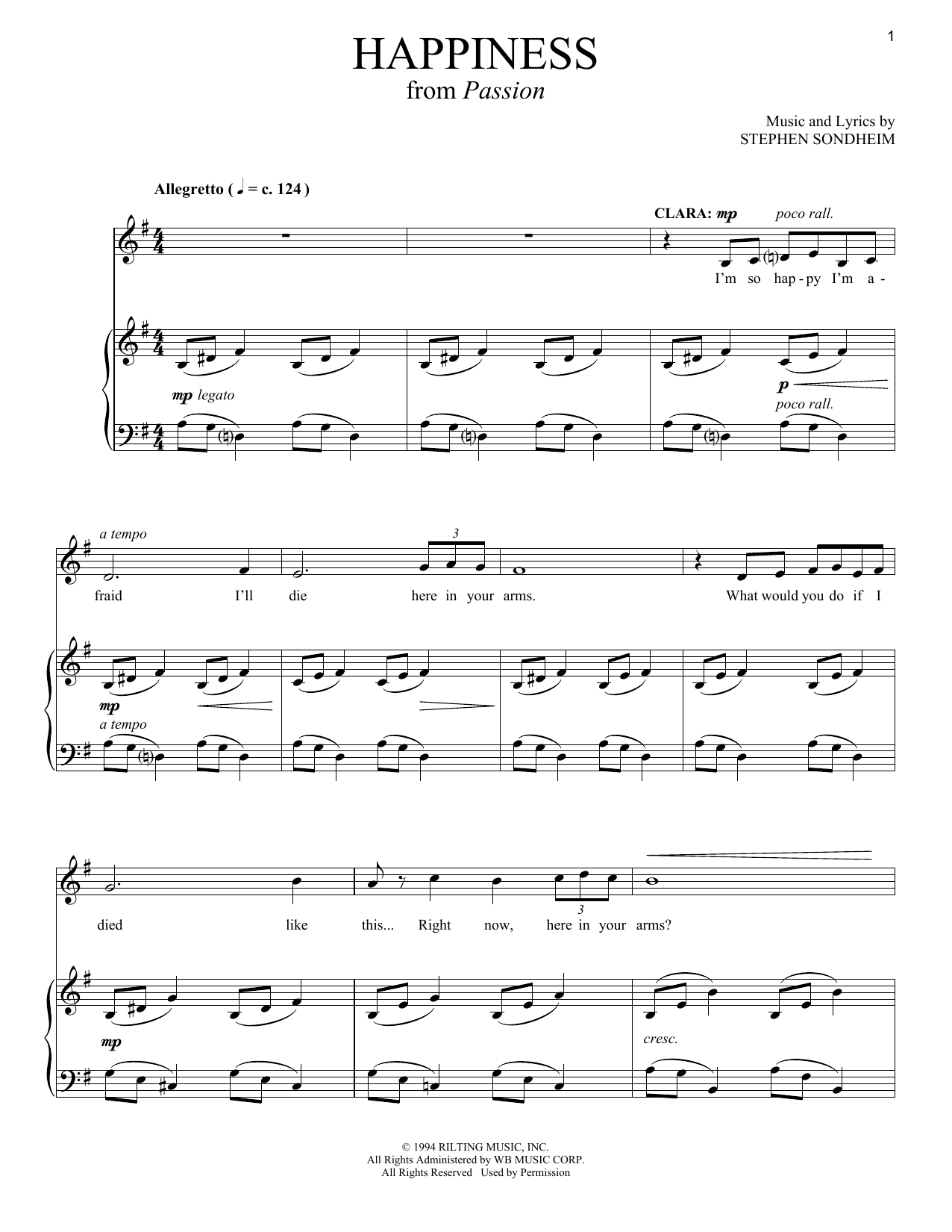 Stephen Sondheim Happiness Sheet Music Notes & Chords for Piano & Vocal - Download or Print PDF