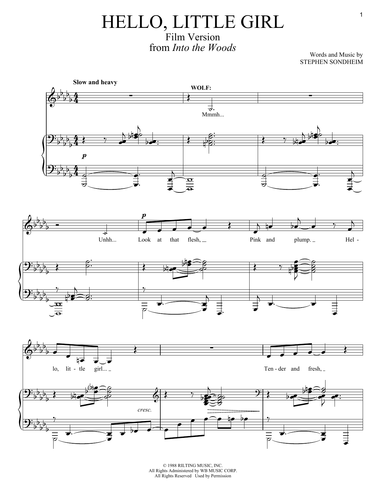 Stephen Sondheim Hello Little Girl (Film Version) Sheet Music Notes & Chords for Piano & Vocal - Download or Print PDF