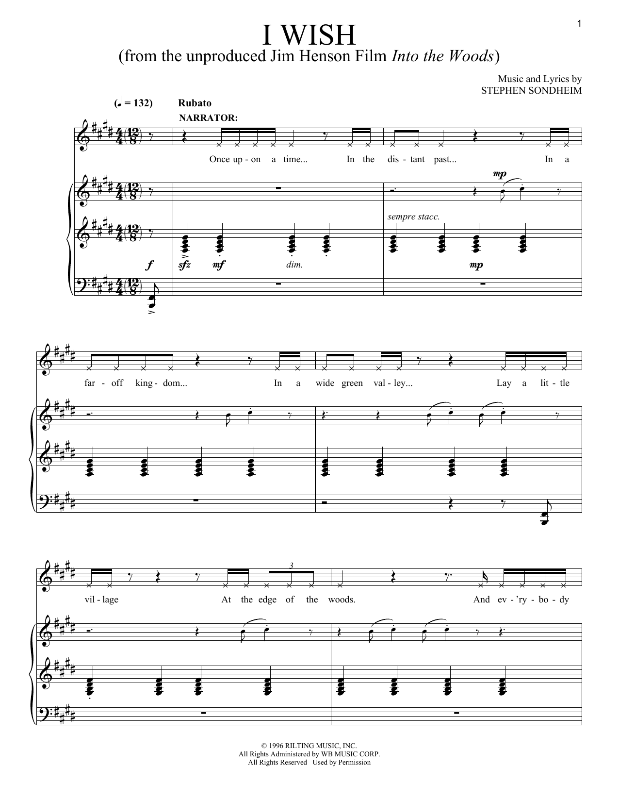 Stephen Sondheim I Wish Sheet Music Notes & Chords for Piano & Vocal - Download or Print PDF