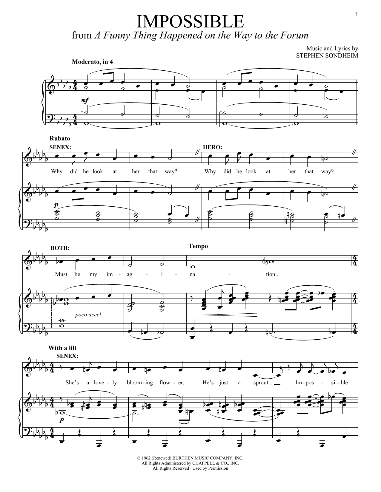 Stephen Sondheim Impossible Sheet Music Notes & Chords for Vocal Duet - Download or Print PDF