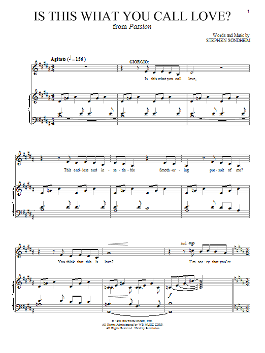 Stephen Sondheim Is This What You Call Love? Sheet Music Notes & Chords for Piano, Vocal & Guitar (Right-Hand Melody) - Download or Print PDF