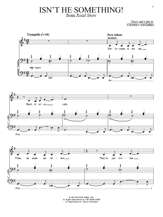 Stephen Sondheim Isn't He Something! Sheet Music Notes & Chords for Piano & Vocal - Download or Print PDF