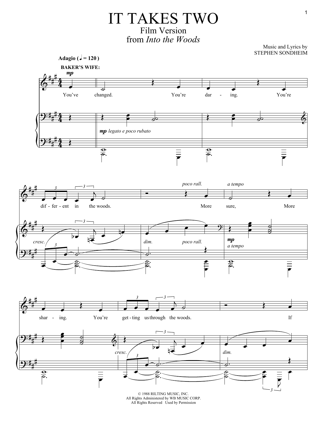 Stephen Sondheim It Takes Two (Film Version) (from Into The Woods) Sheet Music Notes & Chords for Piano & Vocal - Download or Print PDF