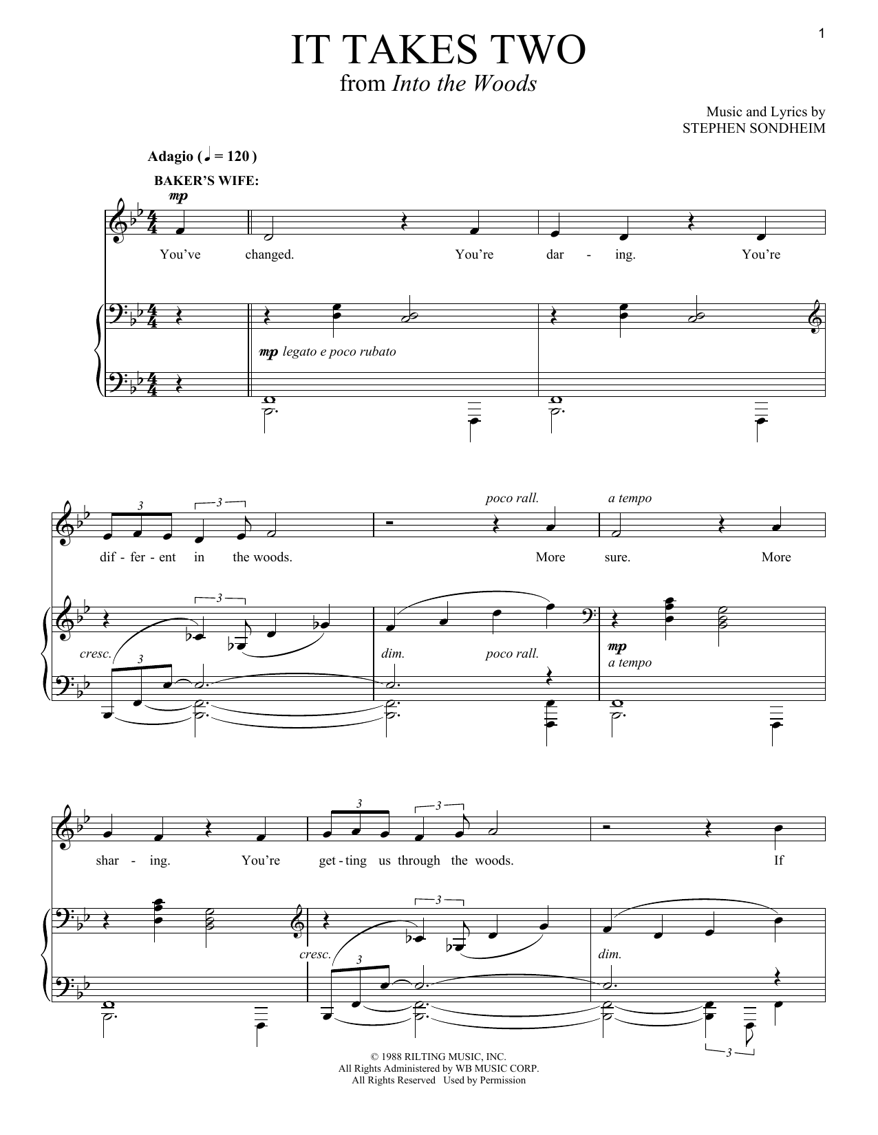 Stephen Sondheim It Takes Two (from Into The Woods) Sheet Music Notes & Chords for Vocal Duet - Download or Print PDF