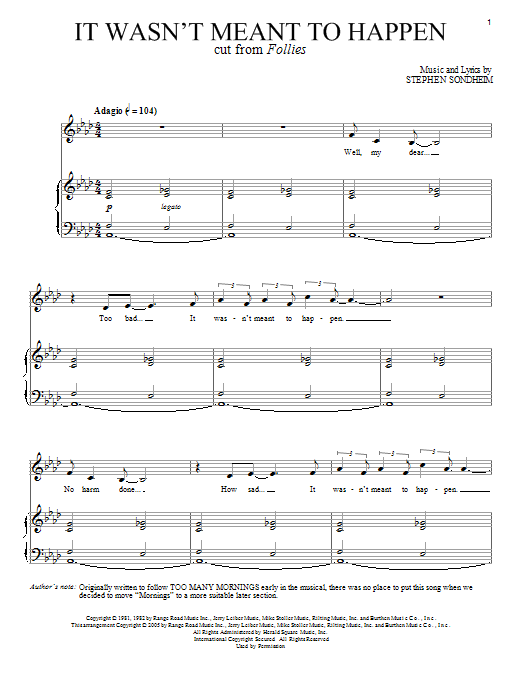 Stephen Sondheim It Wasn't Meant To Happen Sheet Music Notes & Chords for Piano & Vocal - Download or Print PDF