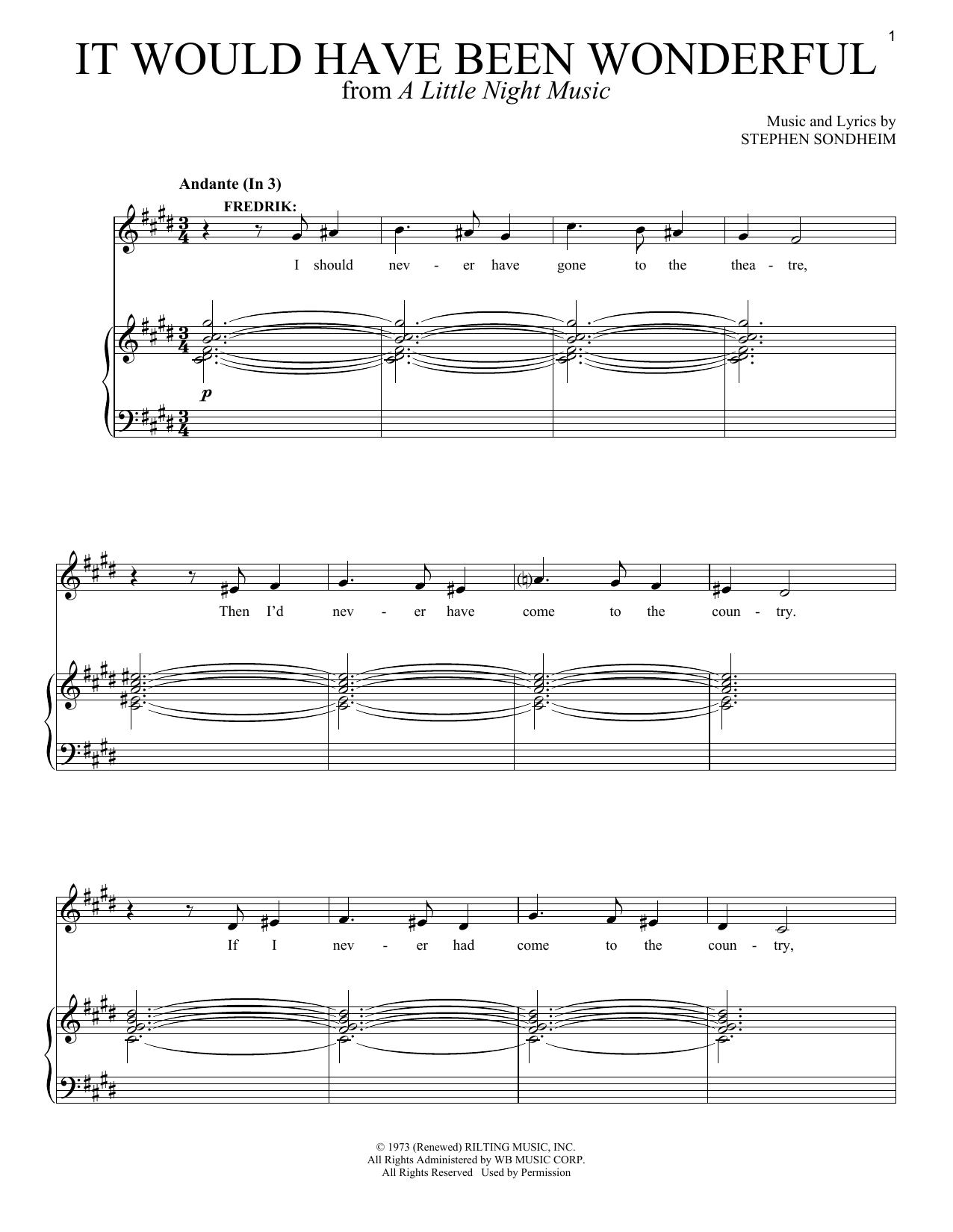 Stephen Sondheim It Would Have Been Wonderful Sheet Music Notes & Chords for Vocal Duet - Download or Print PDF