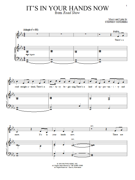 Stephen Sondheim It's In Your Hands Now Sheet Music Notes & Chords for Piano & Vocal - Download or Print PDF