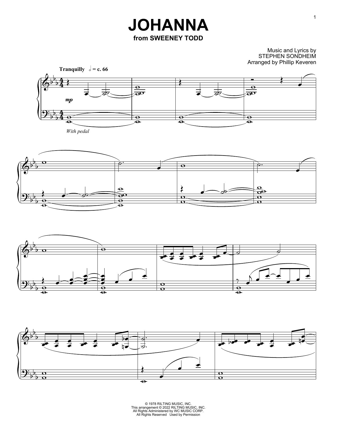 Stephen Sondheim Johanna (from Sweeney Todd) (arr. Phillip Keveren) Sheet Music Notes & Chords for Piano Solo - Download or Print PDF