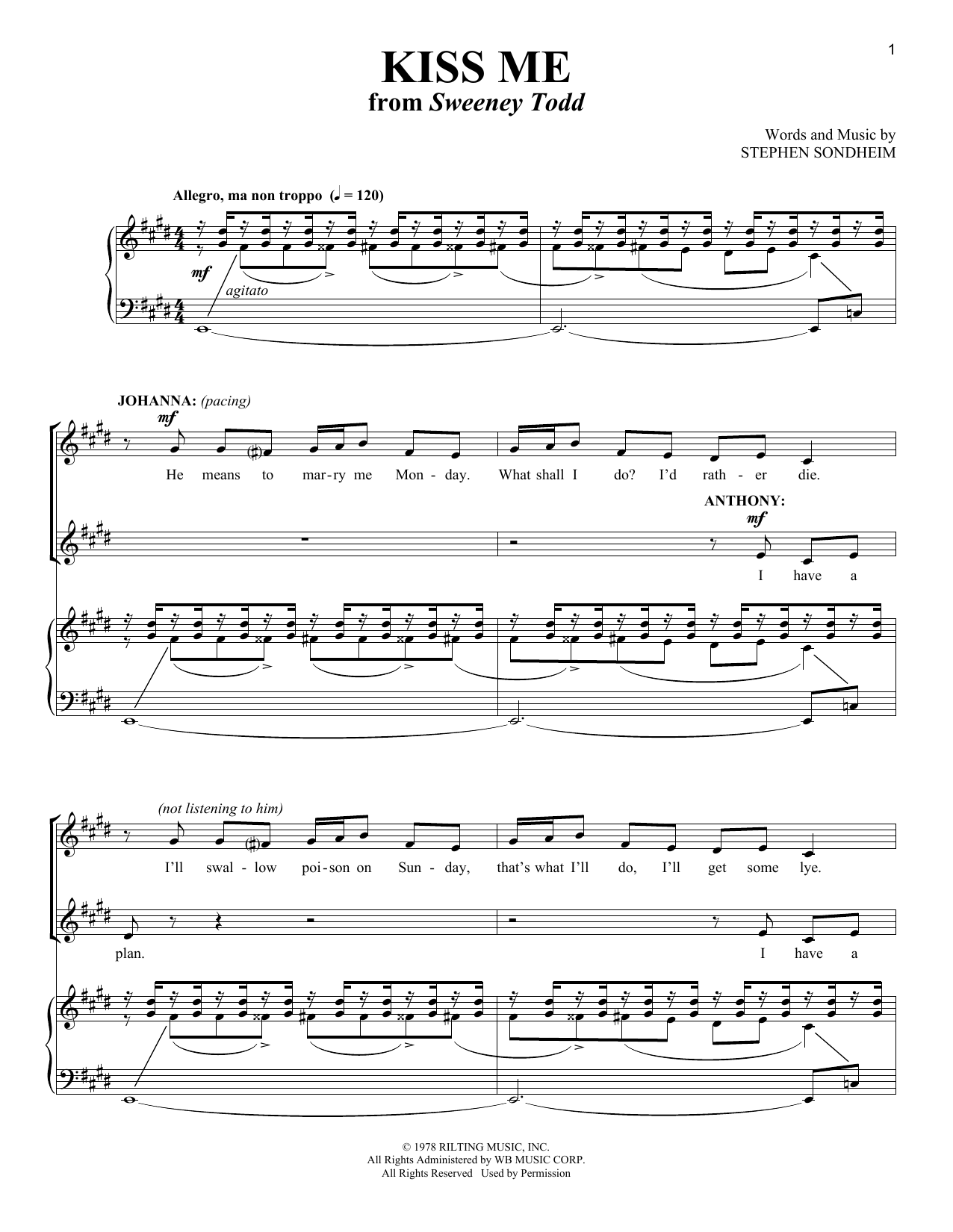 Stephen Sondheim Kiss Me Sheet Music Notes & Chords for Vocal Duet - Download or Print PDF