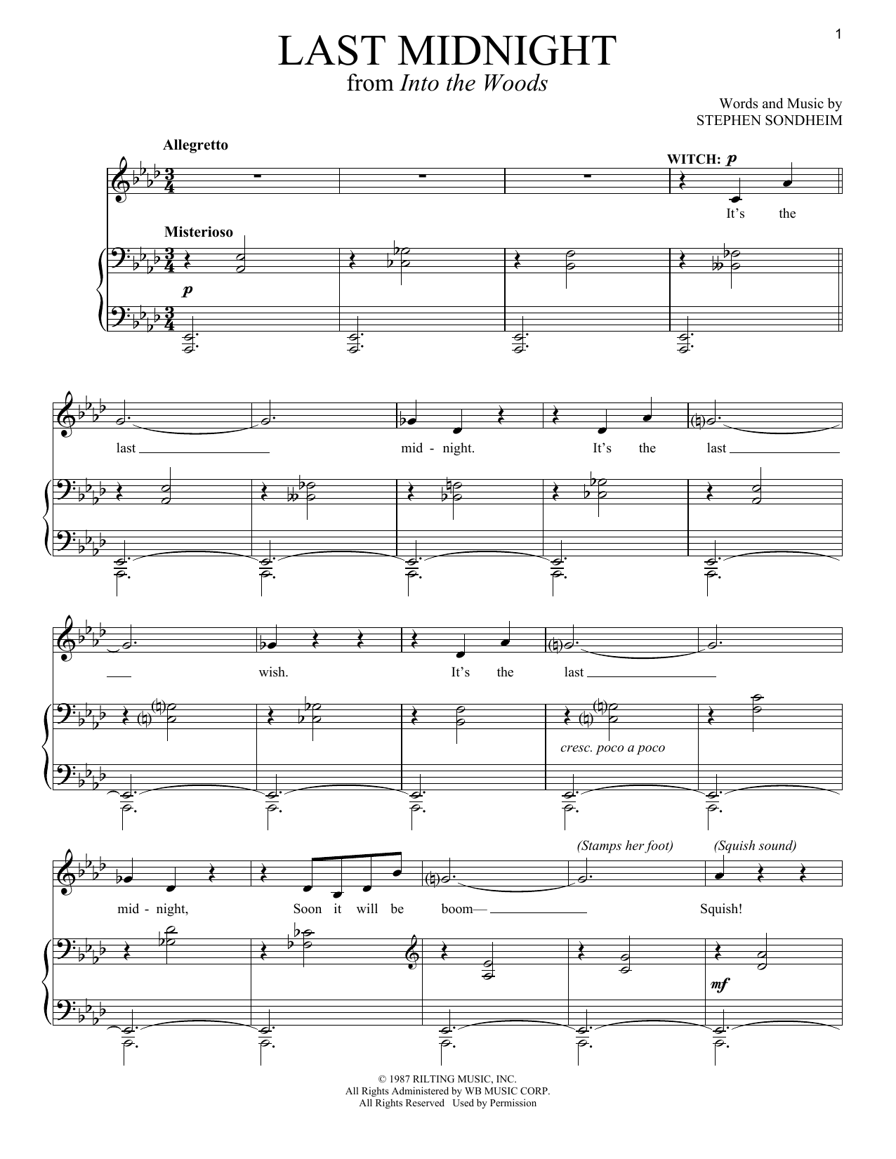 Stephen Sondheim Last Midnight (from Into The Woods) Sheet Music Notes & Chords for Piano & Vocal - Download or Print PDF