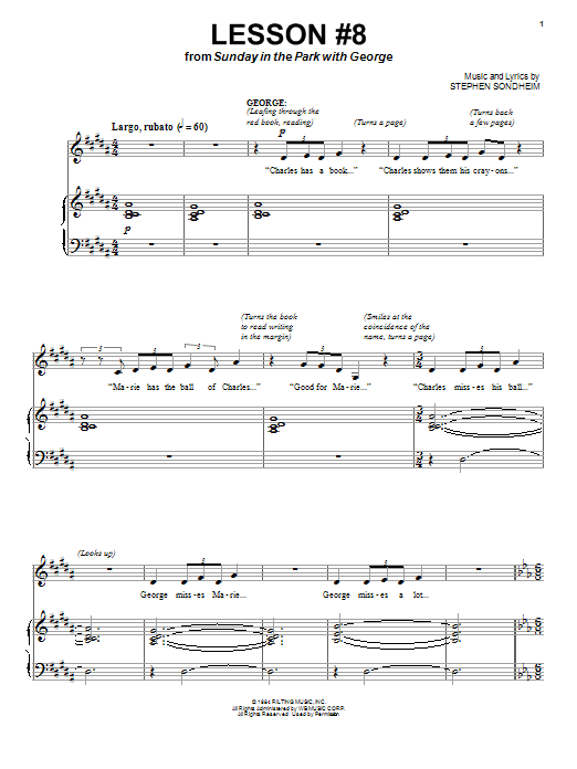 Stephen Sondheim Lesson #8 Sheet Music Notes & Chords for Piano, Vocal & Guitar (Right-Hand Melody) - Download or Print PDF