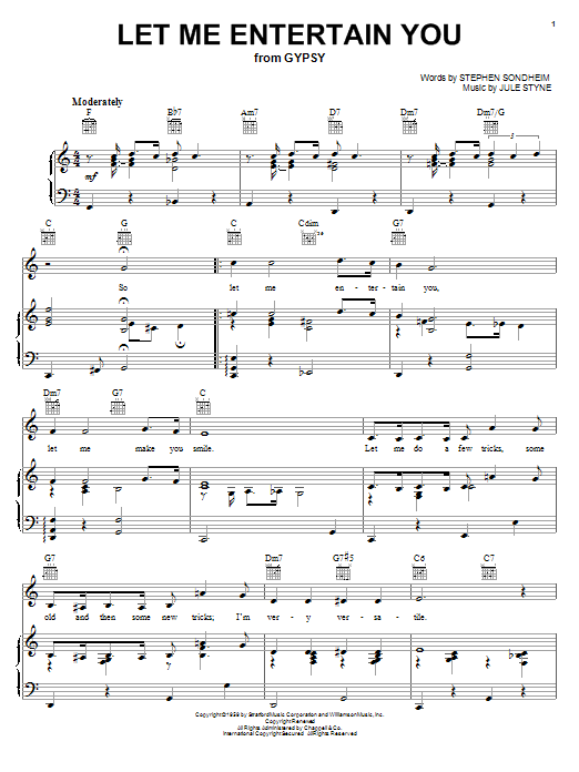 Stephen Sondheim Let Me Entertain You Sheet Music Notes & Chords for Melody Line, Lyrics & Chords - Download or Print PDF