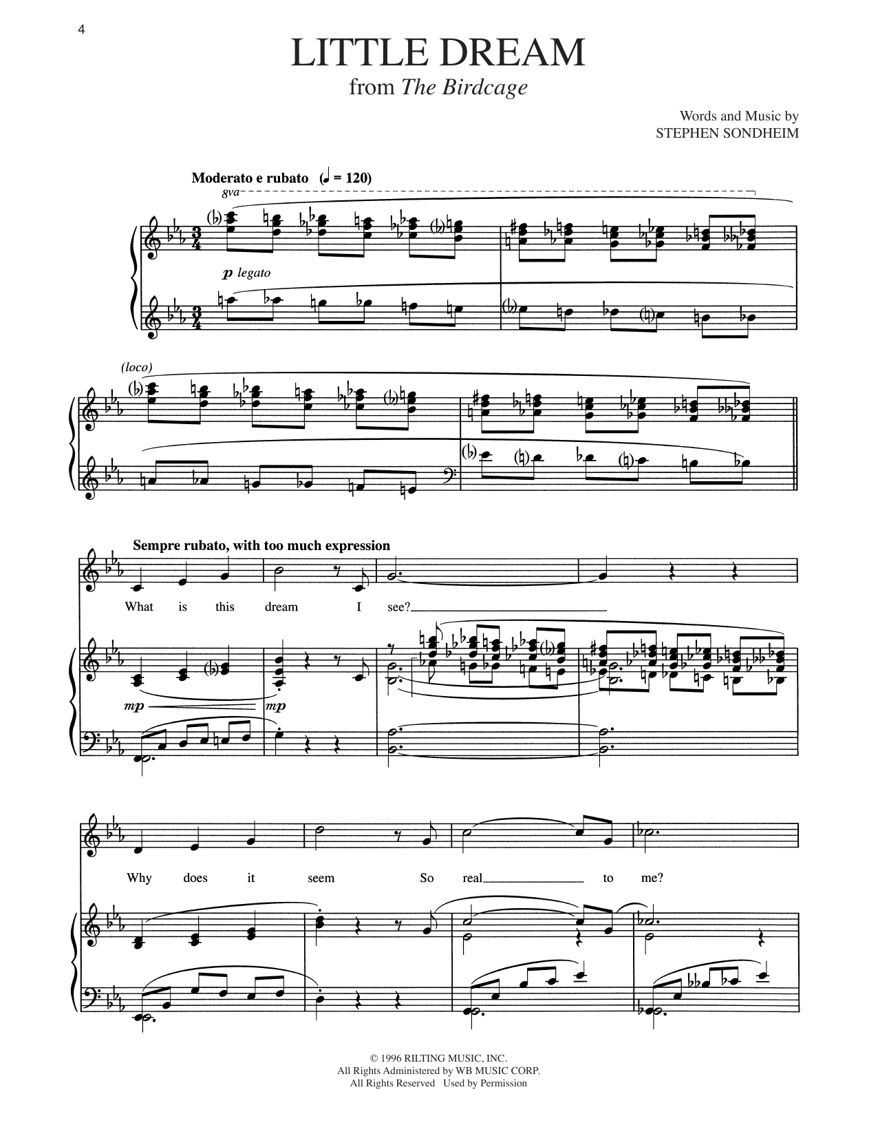 Stephen Sondheim Little Dream Sheet Music Notes & Chords for Piano & Vocal - Download or Print PDF