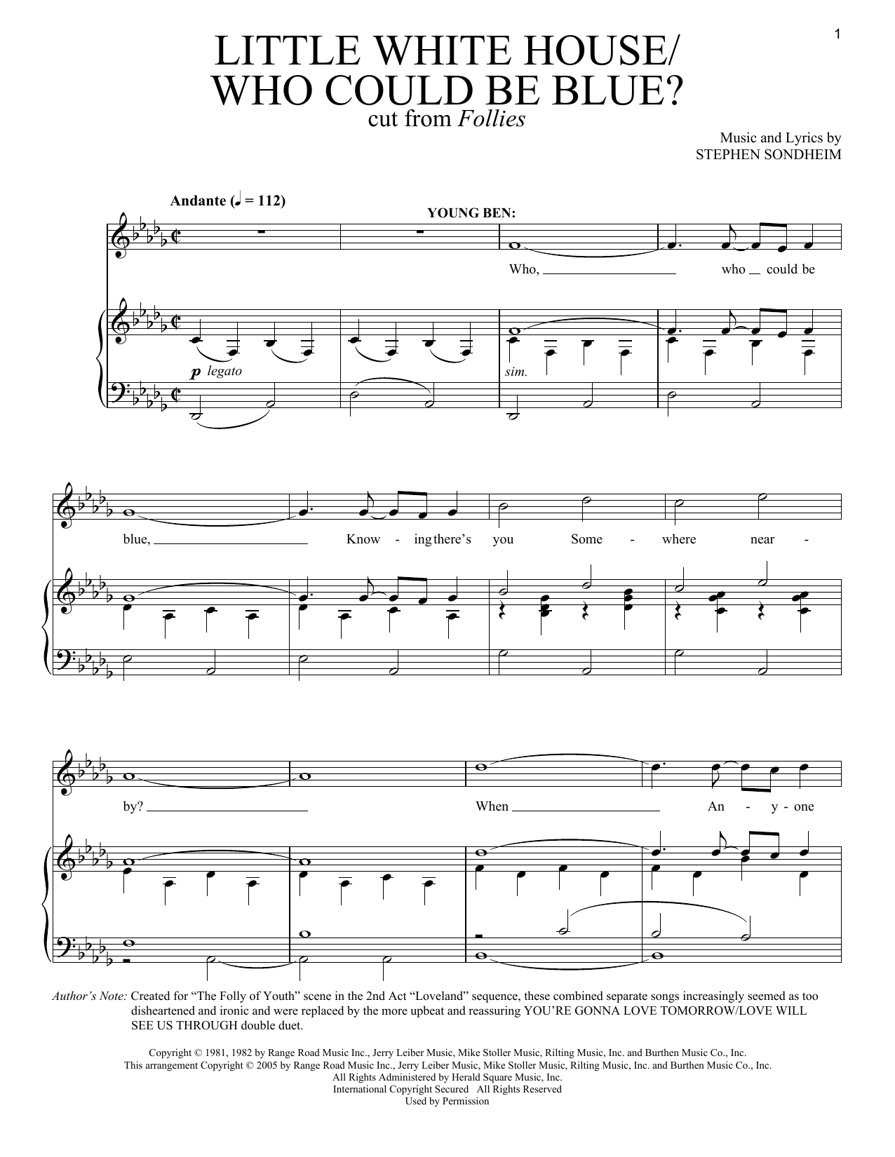 Stephen Sondheim Little White House/Who Could Be Blue? Sheet Music Notes & Chords for Vocal Duet - Download or Print PDF