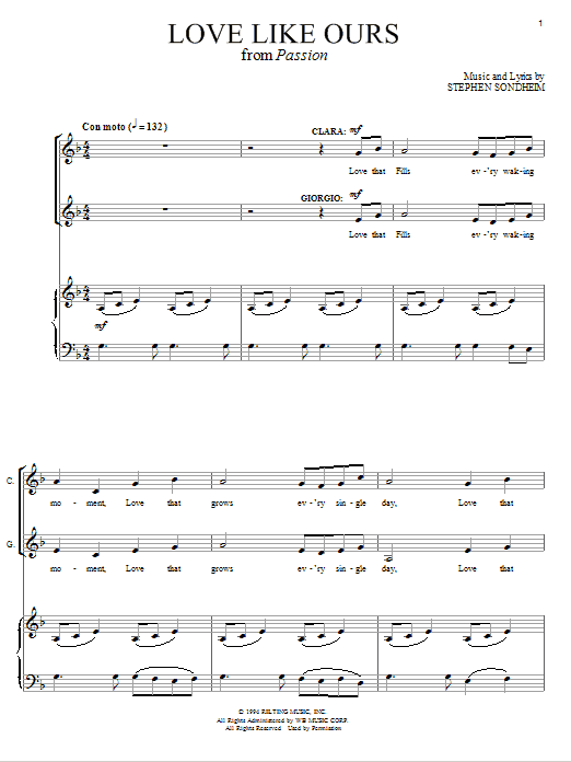 Stephen Sondheim Love Like Ours Sheet Music Notes & Chords for Piano & Vocal - Download or Print PDF