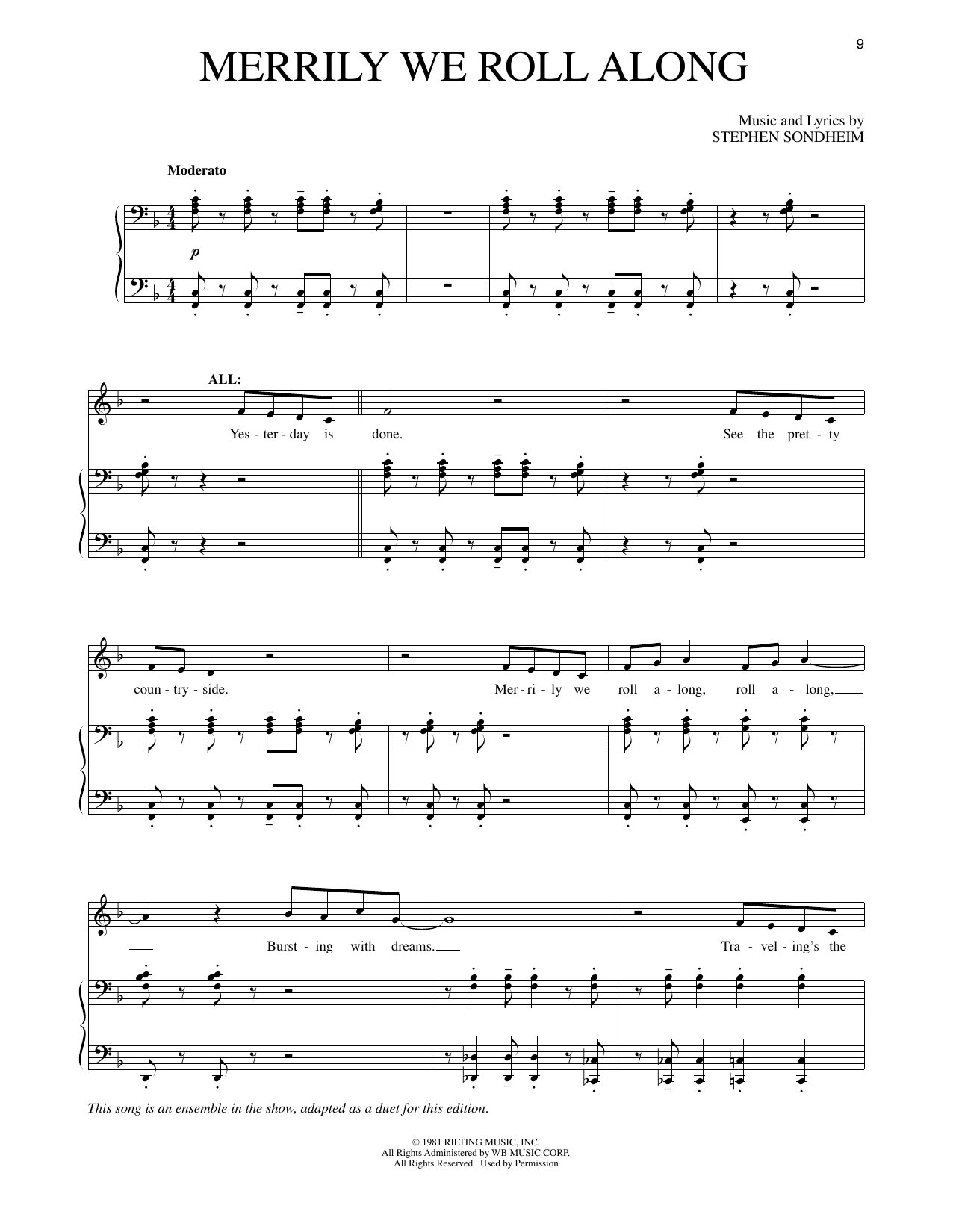 Stephen Sondheim Merrily We Roll Along (from Merrily We Roll Along) Sheet Music Notes & Chords for Piano & Vocal - Download or Print PDF