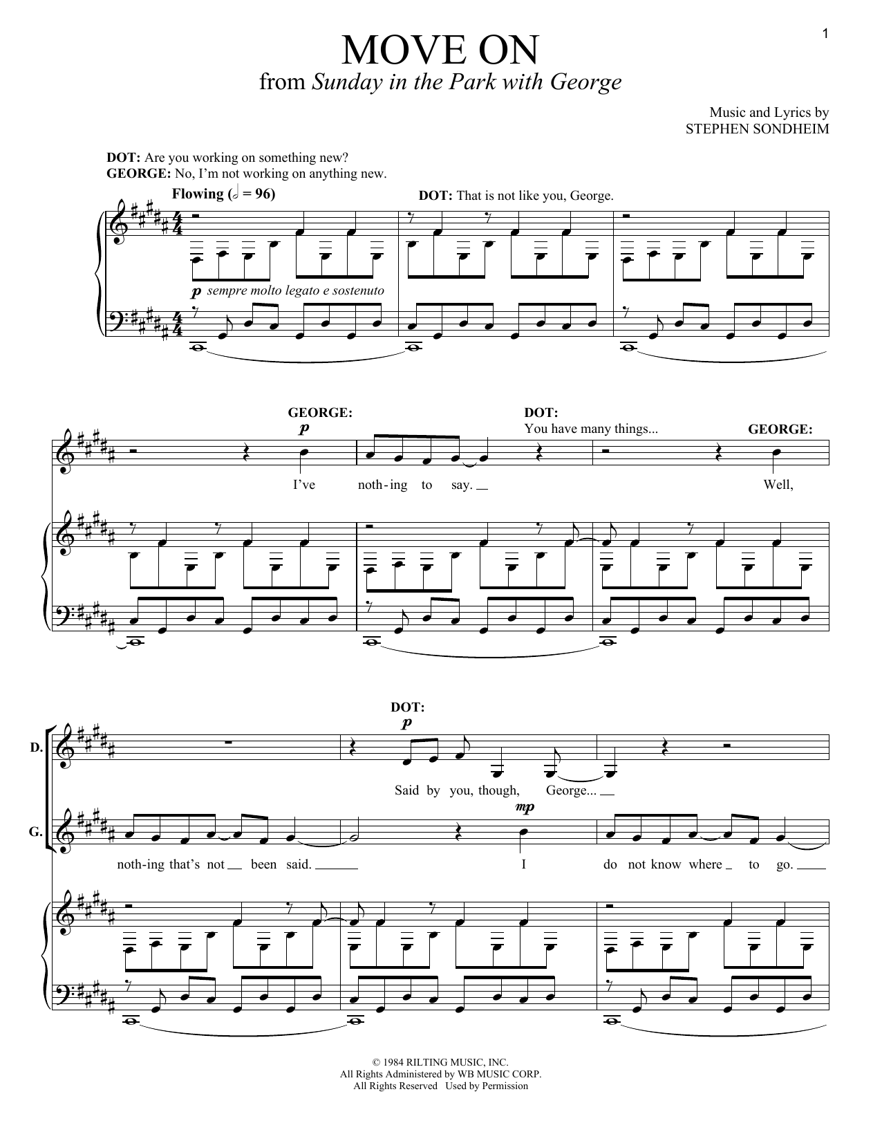 Stephen Sondheim Move On Sheet Music Notes & Chords for Piano & Vocal - Download or Print PDF