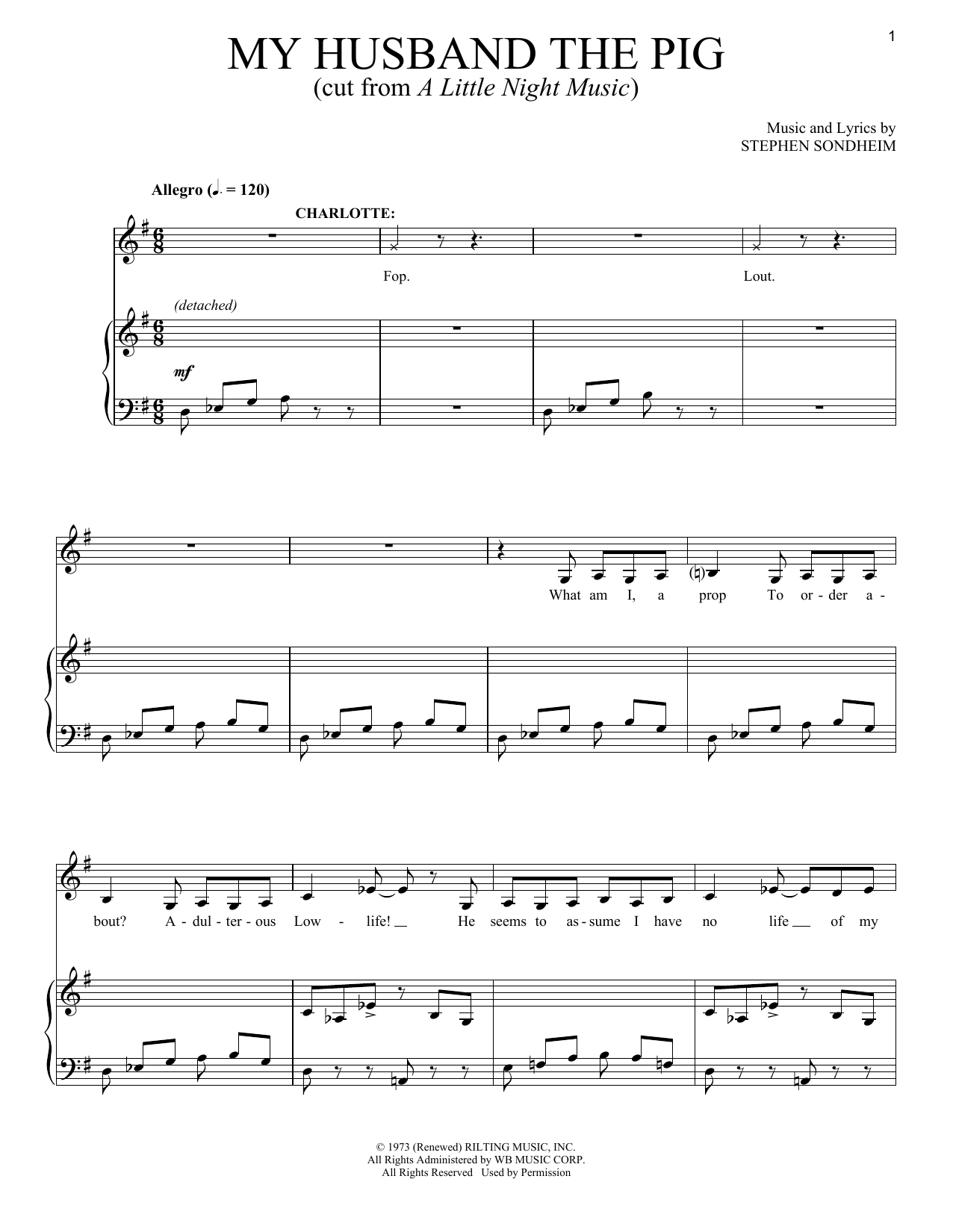 Stephen Sondheim My Husband The Pig Sheet Music Notes & Chords for Piano & Vocal - Download or Print PDF