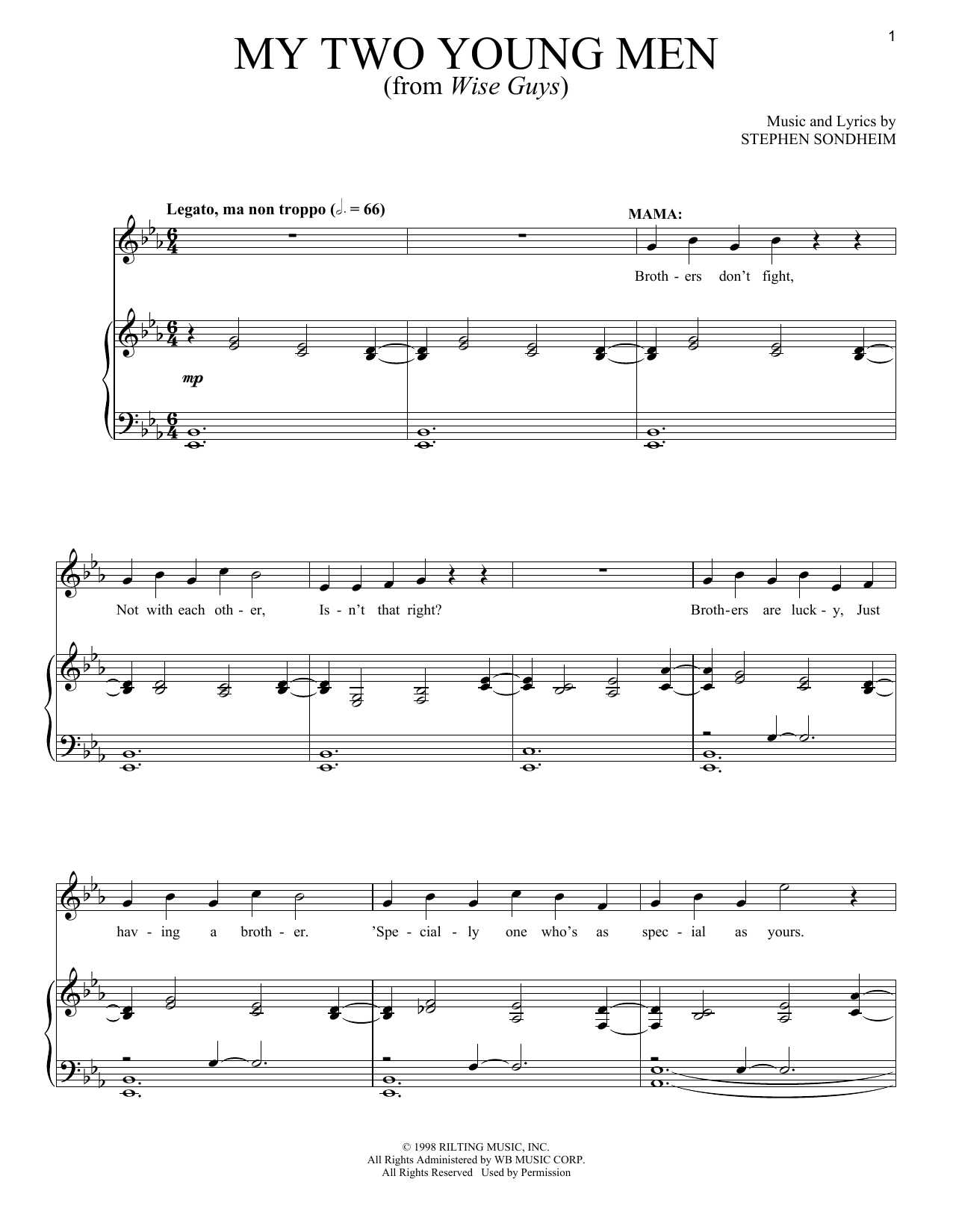 Stephen Sondheim My Two Young Men Sheet Music Notes & Chords for Piano & Vocal - Download or Print PDF