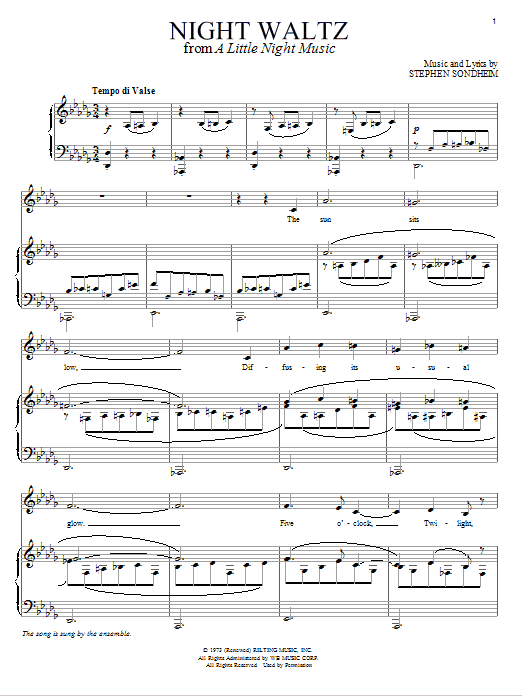 Stephen Sondheim Night Waltz Sheet Music Notes & Chords for Piano Duet - Download or Print PDF