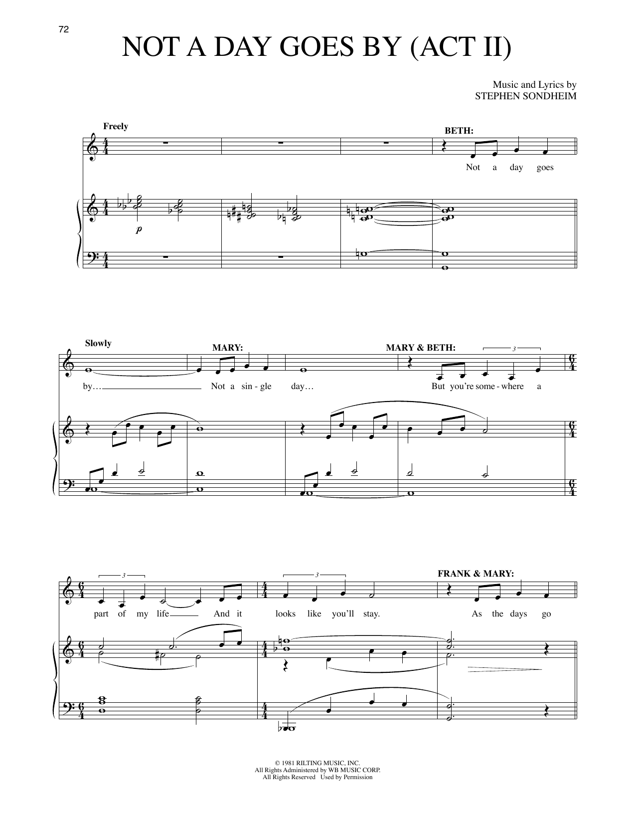Stephen Sondheim Not A Day Goes By (Act II) (from Merrily We Roll Along) Sheet Music Notes & Chords for Piano & Vocal - Download or Print PDF