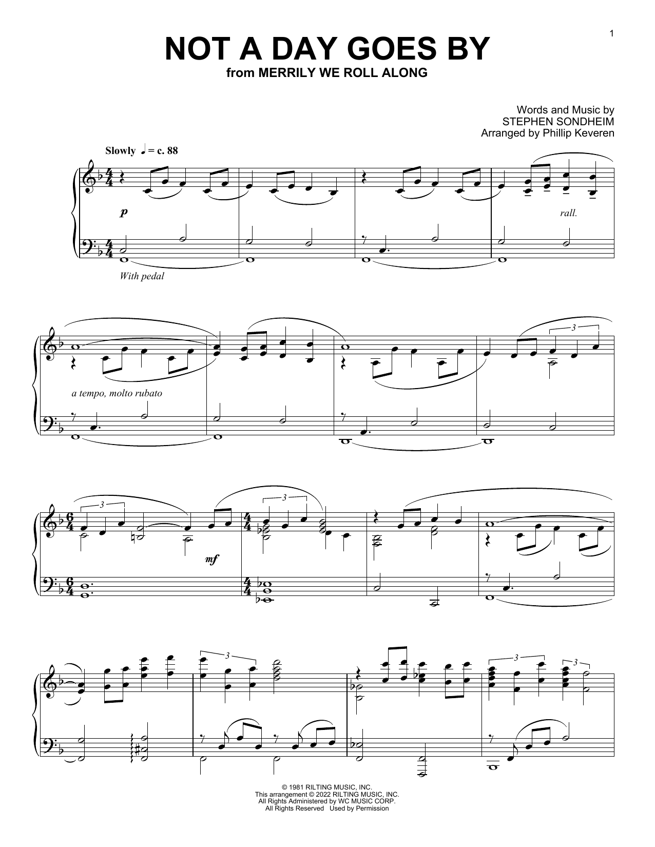 Stephen Sondheim Not A Day Goes By (from Merrily We Roll Along) (arr. Phillip Keveren) Sheet Music Notes & Chords for Piano Solo - Download or Print PDF