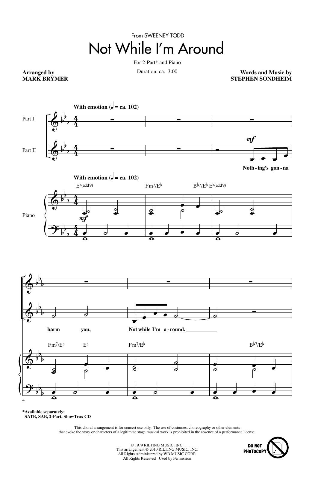 Stephen Sondheim Not While I'm Around (from Sweeney Todd) (arr. Mark Brymer) Sheet Music Notes & Chords for 2-Part Choir - Download or Print PDF