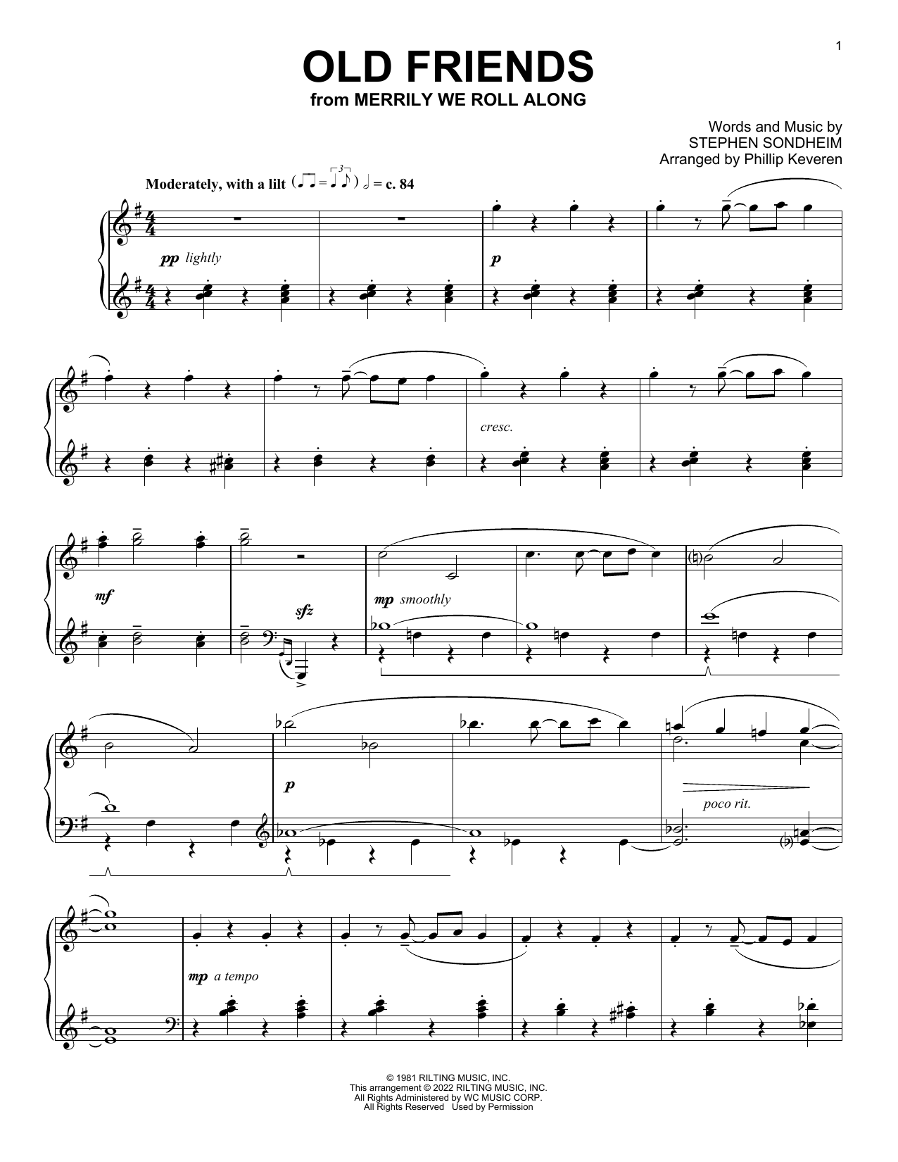 Stephen Sondheim Old Friends (from Merrily We Roll Along) (arr. Phillip Keveren) Sheet Music Notes & Chords for Piano Solo - Download or Print PDF