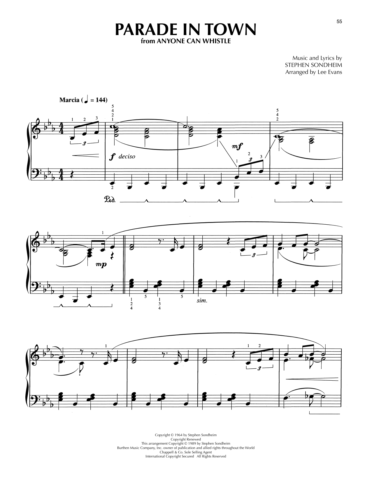 Stephen Sondheim Parade In Town (from Anyone Can Whistle) (arr. Lee Evans) Sheet Music Notes & Chords for Piano Solo - Download or Print PDF