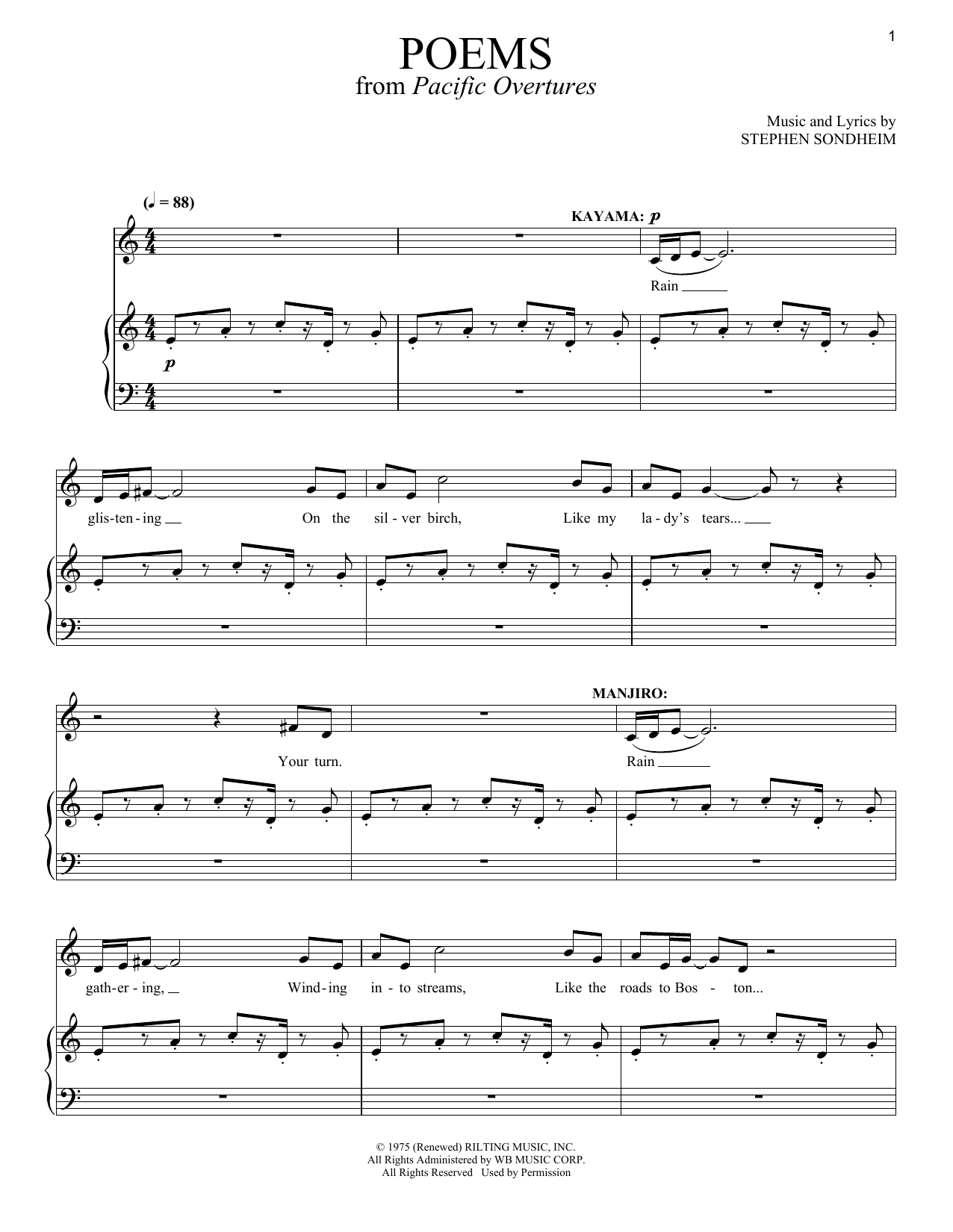 Stephen Sondheim Poems Sheet Music Notes & Chords for Vocal Duet - Download or Print PDF