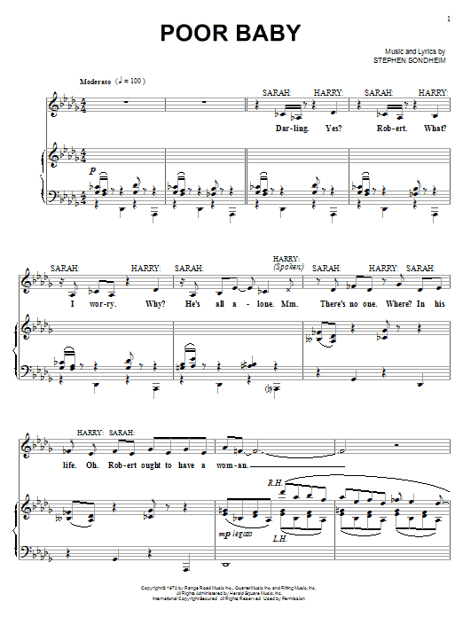 Stephen Sondheim Poor Baby Sheet Music Notes & Chords for Piano, Vocal & Guitar (Right-Hand Melody) - Download or Print PDF