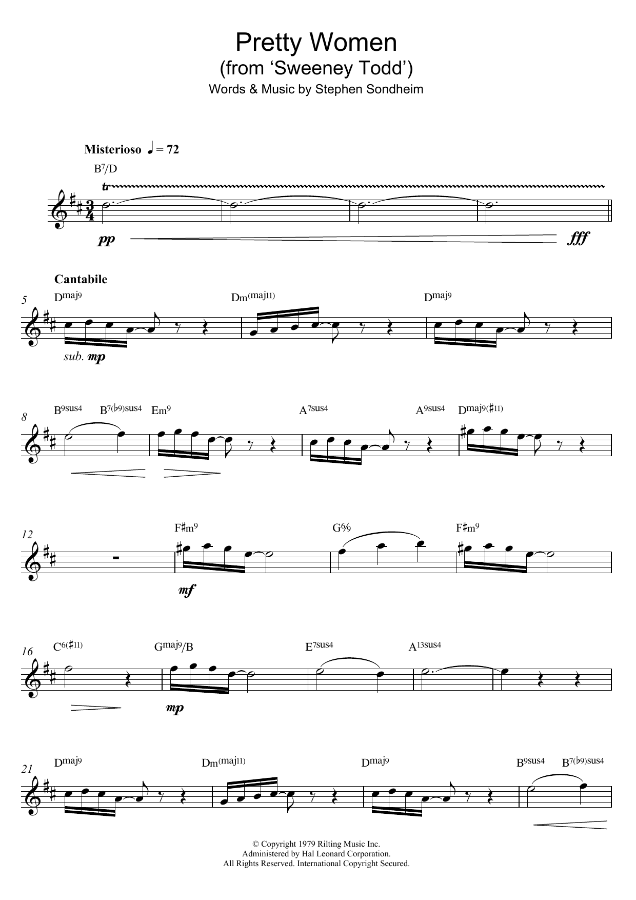 Stephen Sondheim Pretty Women (from 'Sweeney Todd') Sheet Music Notes & Chords for Alto Saxophone - Download or Print PDF