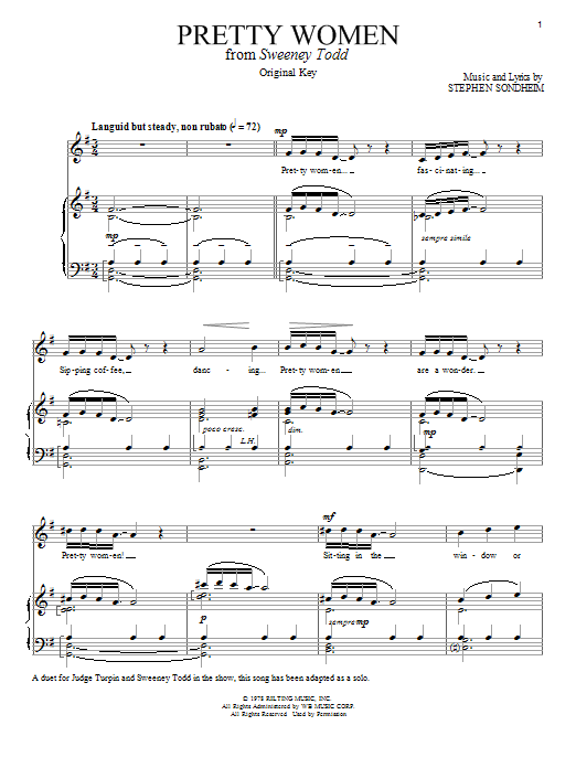 Stephen Sondheim Pretty Women Sheet Music Notes & Chords for Piano Duet - Download or Print PDF