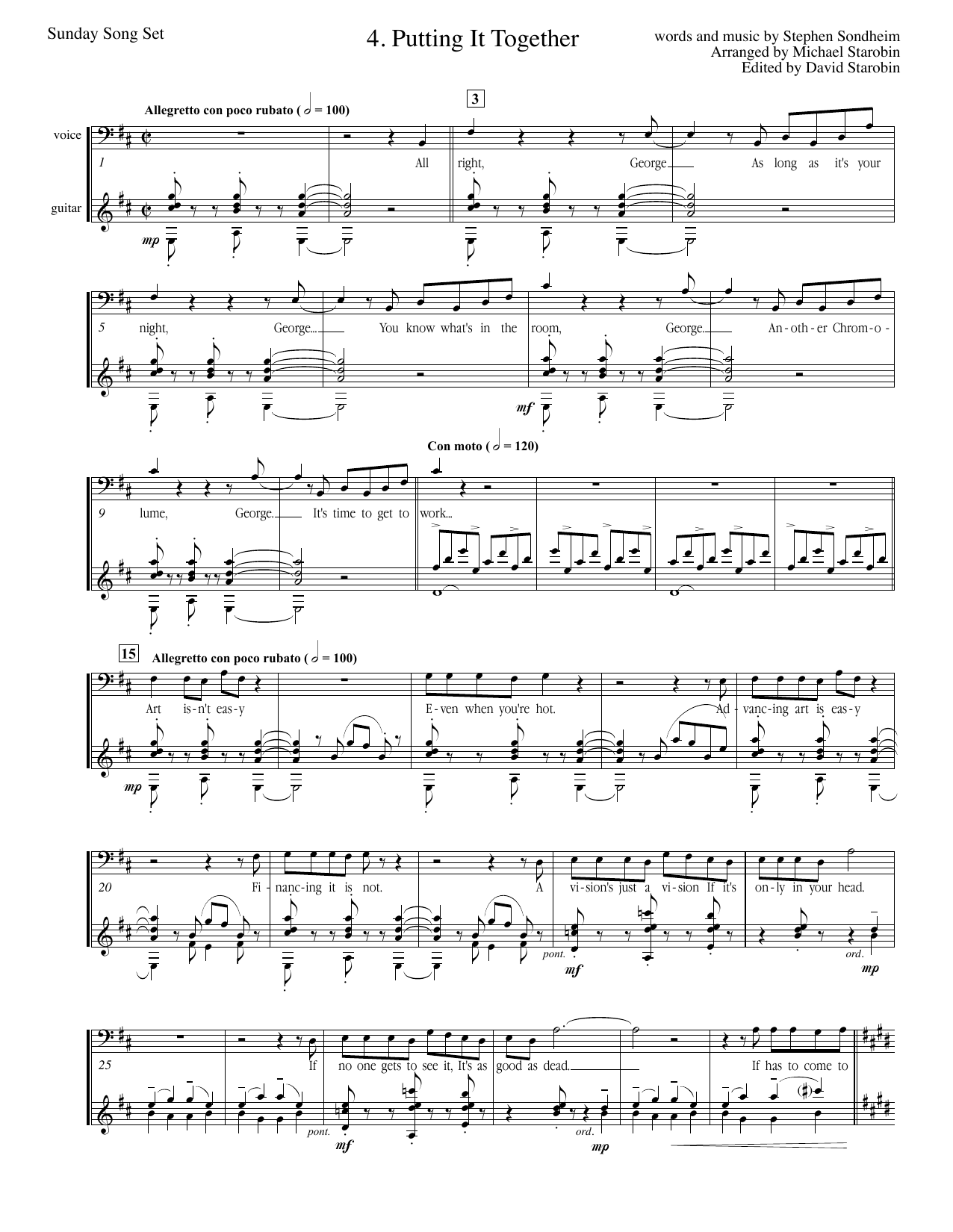 Stephen Sondheim Putting It Together (from Sunday In The Park With George) Sheet Music Notes & Chords for Solo Guitar - Download or Print PDF