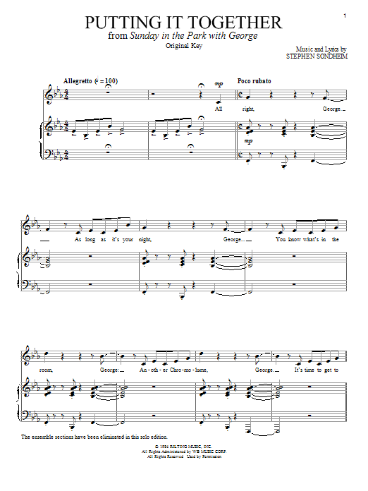 Stephen Sondheim Putting It Together Sheet Music Notes & Chords for Piano & Vocal - Download or Print PDF