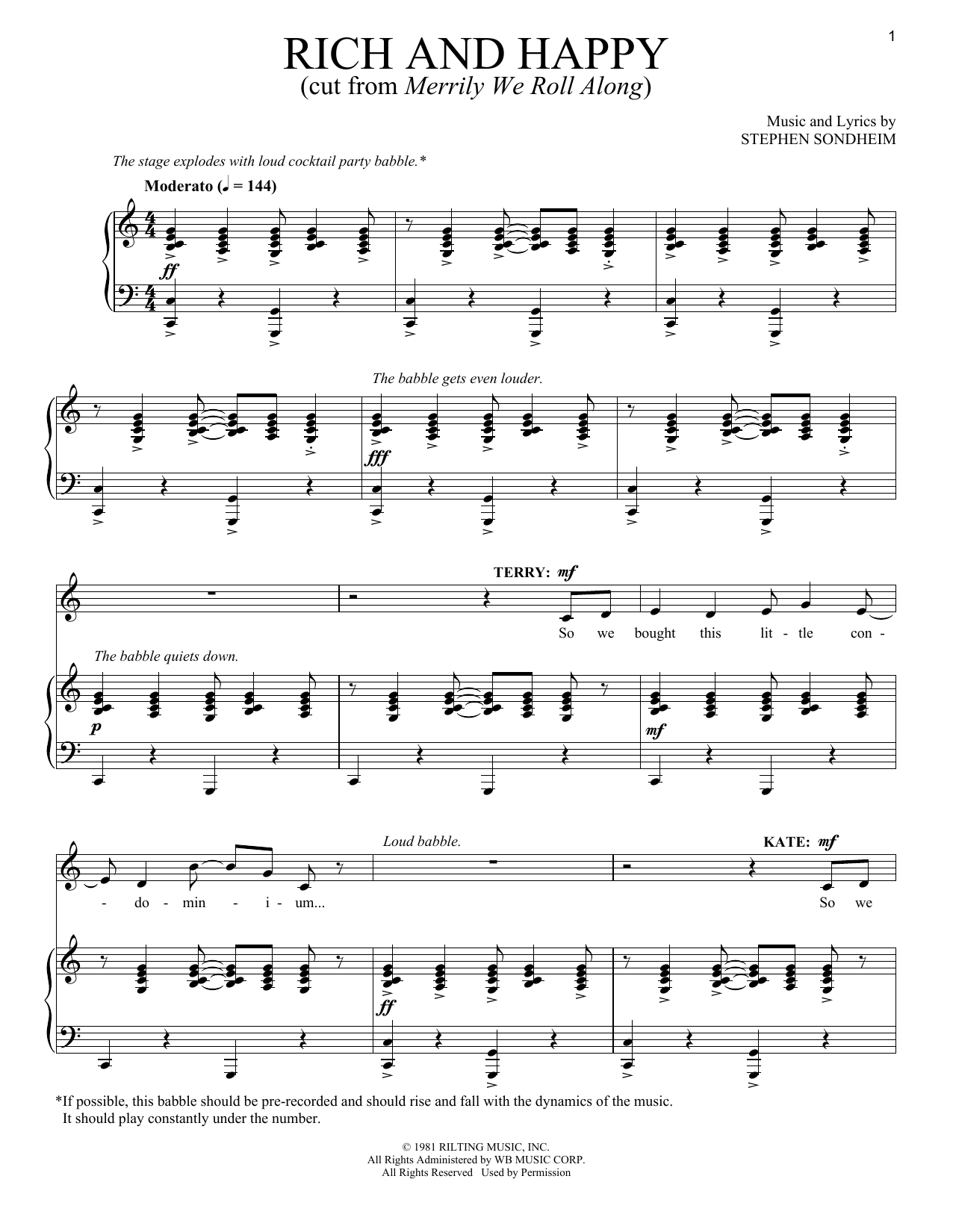 Stephen Sondheim Rich And Happy Sheet Music Notes & Chords for Piano & Vocal - Download or Print PDF
