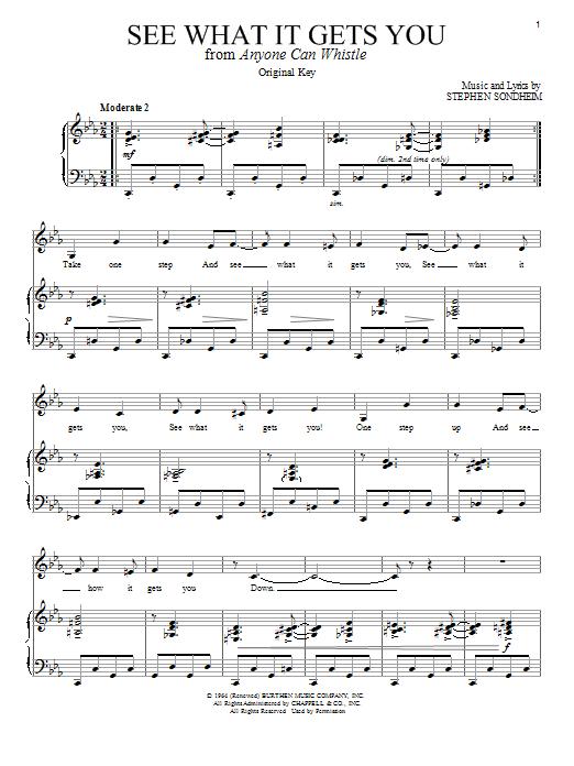 Stephen Sondheim See What It Gets You Sheet Music Notes & Chords for Piano & Vocal - Download or Print PDF