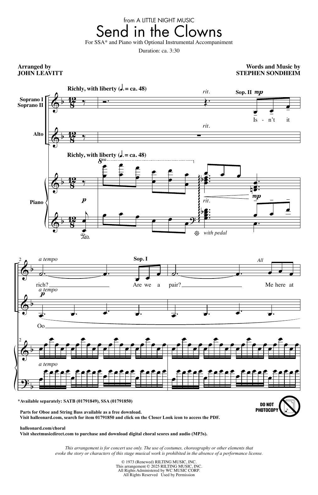 Stephen Sondheim Send In The Clowns (arr. John Leavitt) Sheet Music Notes & Chords for SATB Choir - Download or Print PDF