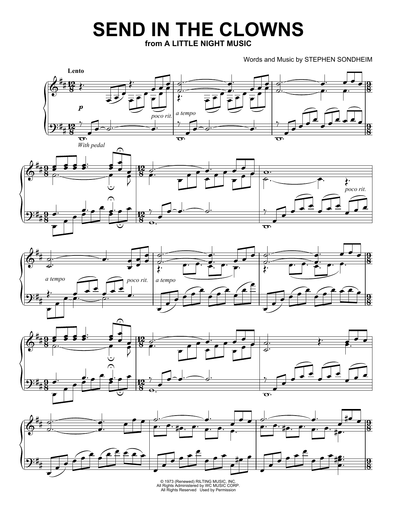 Stephen Sondheim Send In The Clowns (from A Little Night Music) (Peaceful Piano Solo) Sheet Music Notes & Chords for Piano Solo - Download or Print PDF Stephen Sondheim Send In The Clowns (from A Little Night Music) (Peaceful Piano Solo) Sheet Music Notes & Chords for Piano Solo - Download or Print PDF