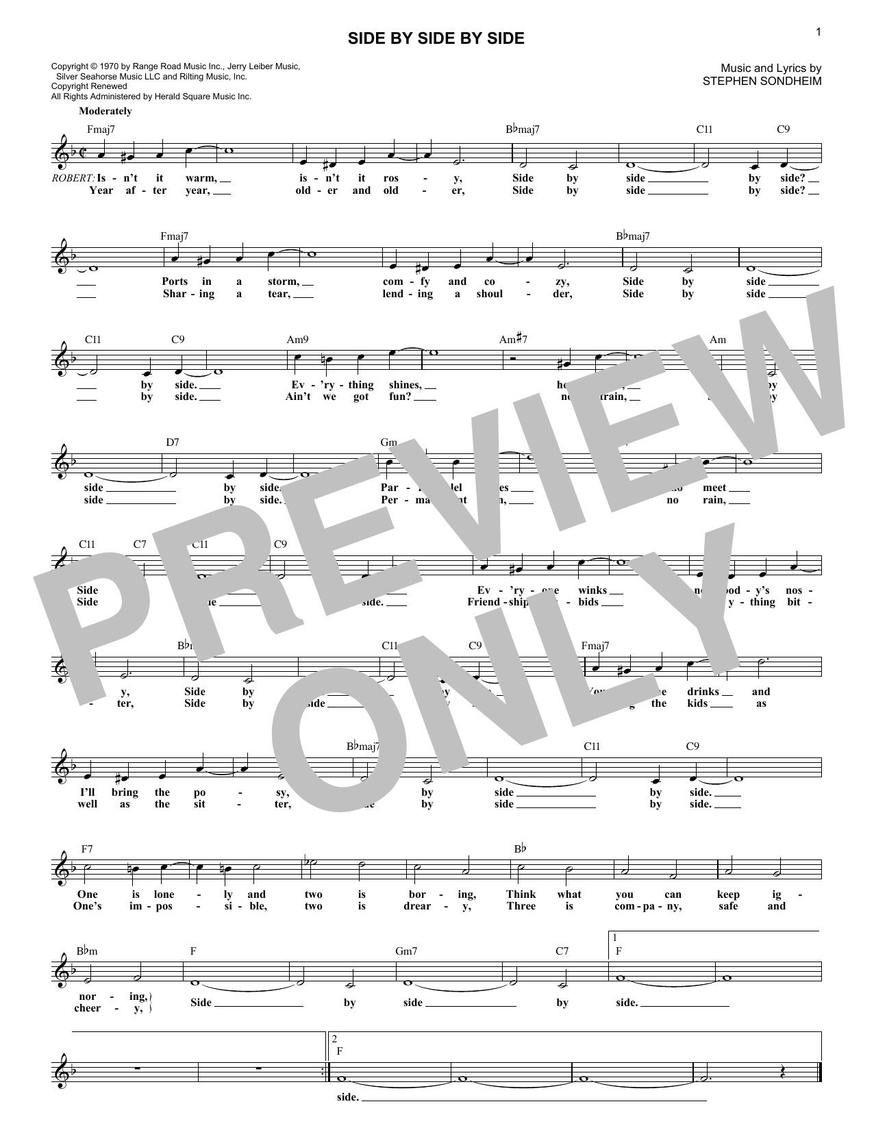 Stephen Sondheim Side By Side By Side (from Company) Sheet Music Notes & Chords for Lead Sheet / Fake Book - Download or Print PDF