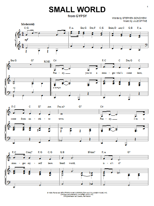 Stephen Sondheim Small World Sheet Music Notes & Chords for Melody Line, Lyrics & Chords - Download or Print PDF