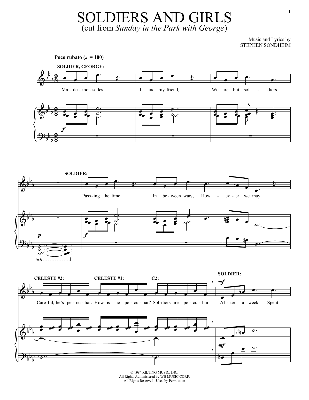 Stephen Sondheim Soldiers And Girls Sheet Music Notes & Chords for Piano & Vocal - Download or Print PDF