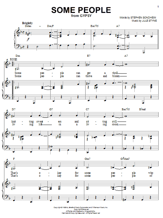 Stephen Sondheim Some People Sheet Music Notes & Chords for Piano, Vocal & Guitar (Right-Hand Melody) - Download or Print PDF