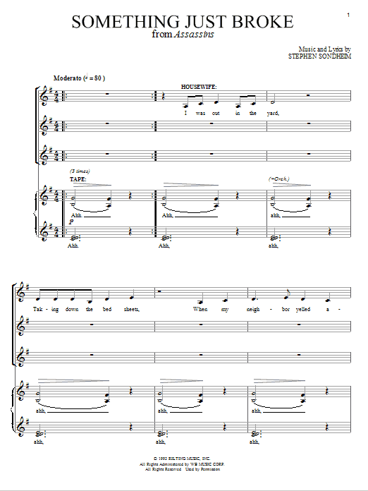 Stephen Sondheim Something Just Broke Sheet Music Notes & Chords for Piano, Vocal & Guitar (Right-Hand Melody) - Download or Print PDF