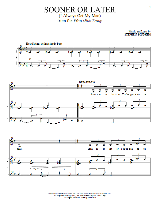 Stephen Sondheim Sooner Or Later (I Always Get My Man) Sheet Music Notes & Chords for Piano & Vocal - Download or Print PDF