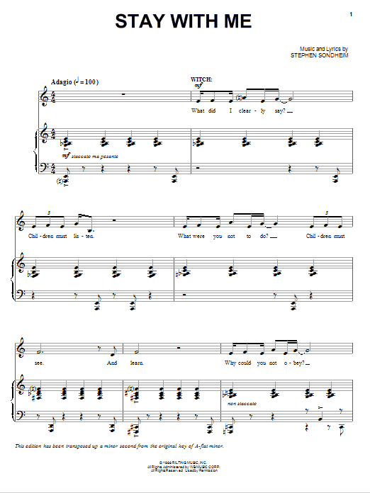 Stephen Sondheim Stay With Me (from Into The Woods) Sheet Music Notes & Chords for Easy Piano - Download or Print PDF