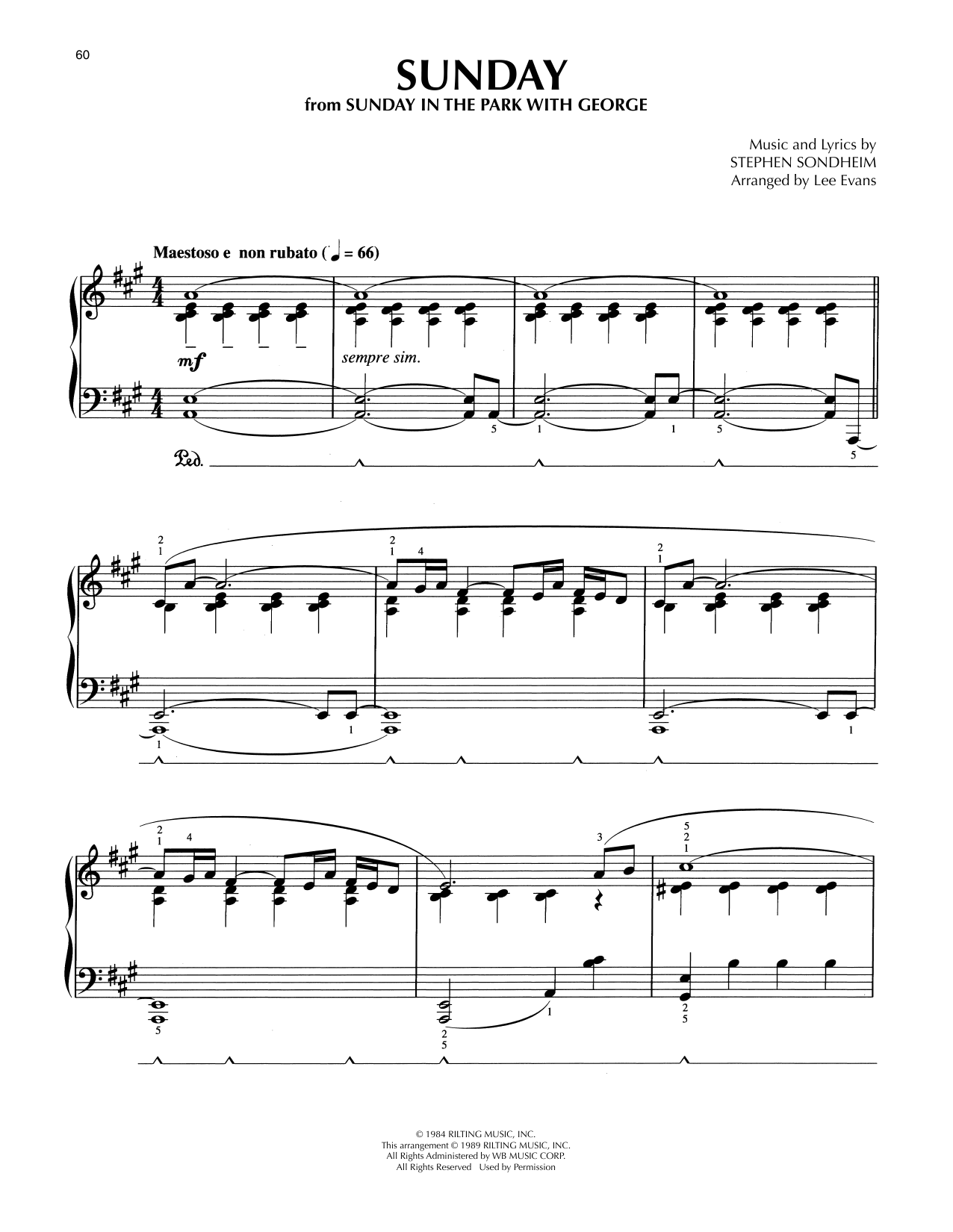 Stephen Sondheim Sunday (from Sunday In The Park With George) (arr. Lee Evans) Sheet Music Notes & Chords for Piano Solo - Download or Print PDF