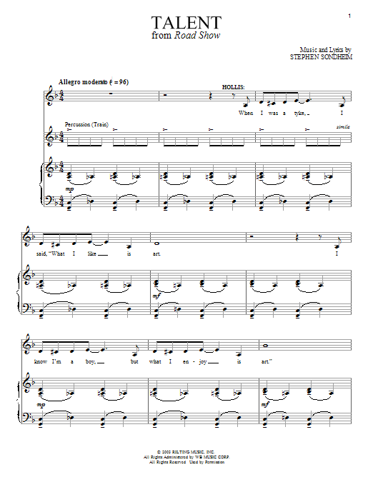 Stephen Sondheim Talent Sheet Music Notes & Chords for Piano & Vocal - Download or Print PDF