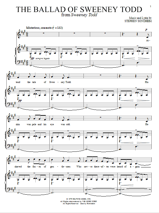 Stephen Sondheim The Ballad Of Sweeney Todd Sheet Music Notes & Chords for Piano, Vocal & Guitar (Right-Hand Melody) - Download or Print PDF