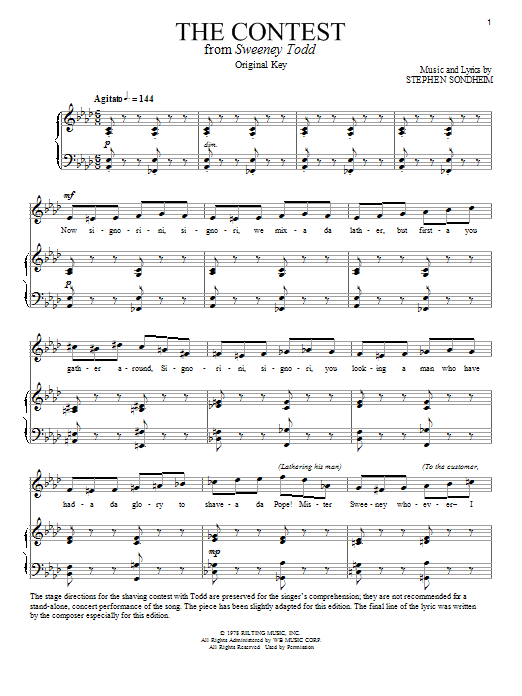 Stephen Sondheim The Contest Sheet Music Notes & Chords for Piano & Vocal - Download or Print PDF